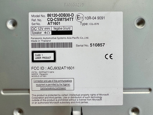 Estereo Original Usb Bluetooth Toyota Yaris Core 2018 A 2020 (Usado)