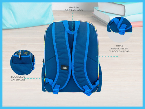 Mochila T-go Escolar 16 Pulgadas Para Nene Niños Infantil Color Azul Diseño de la tela 3 ESTRELLAS F1