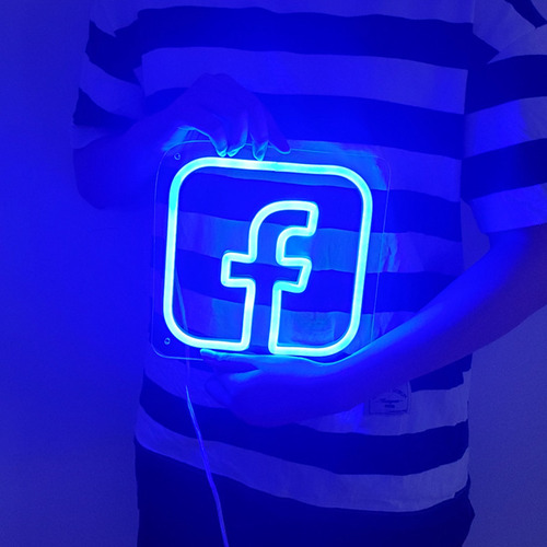 Letrero Led Neon En Acrilico De 3 Mm 40*32cm Facebook Logo