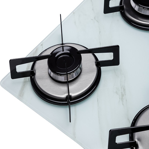 Fogão Cooktop 5 Bocas Premium Vidro Marmore Branco Ou Preto