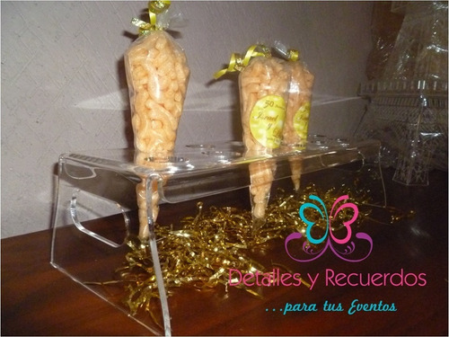 Base Porta Conos Acrílico Chico Candy Bar Mesa Dulces 1pz