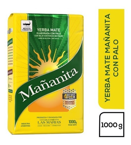 Yerba Mate Mañanita 4 Flex Bcp Con Palo 1 Kg