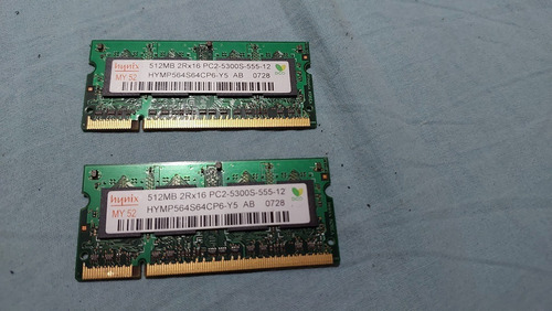 Memória Para Notebook Hynix 512mb Pc2-5300s-555-12 Ddr2 667