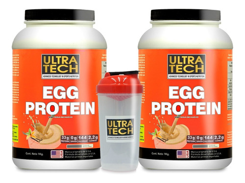 Egg Protein Proteina De Huevo 1 Kg C/u 2 Potes + Shaker