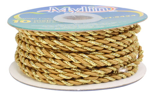 Mylin Cordón Trenzado Con Hilo Metálico 3mm 10m Color Oro