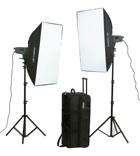 Imagen 3 de 10 de Kit 2 Flash Estudio 300w Visico Soft Box Bolso Emisor Vc801