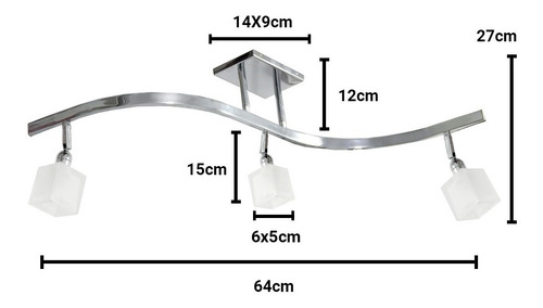 Imagen 4 de 10 de Lampara Aplique Plafon Pared Techo 3 Luces Sistema S Led