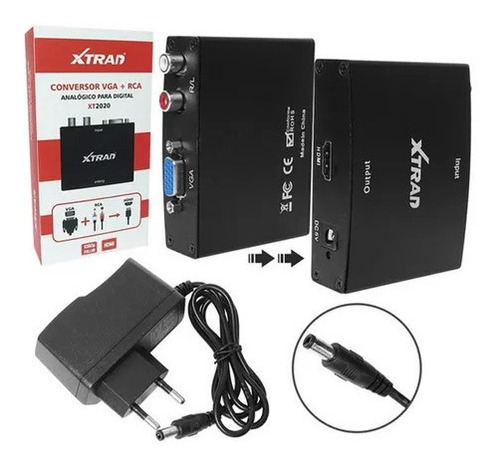 Imagem 3 de 3 de Conversor Vga + Av/ Para Hdmi Full Hd 1080p Xtrad Xt2020