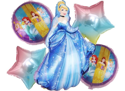 Pack 5 Globos Metalizados Princesa Aurora Tamaño 82x50 