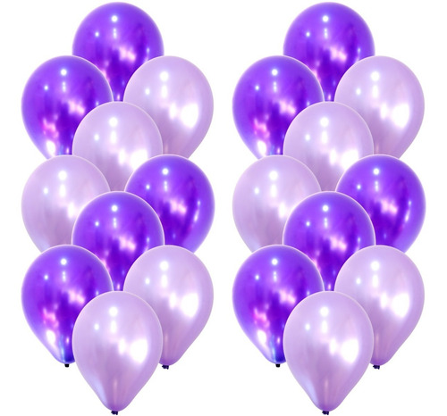 Globos Perlados 12  X 20u Látex  Violeta Y Lila