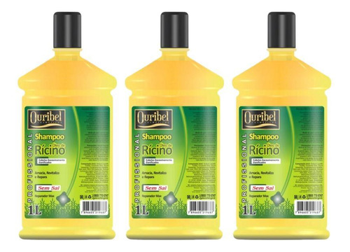 Shampoo Ouribel 1000ml Oleo De Ricinio - Kit C/3un