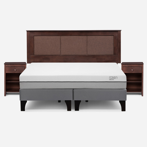 Cama Europea Pratta King Pata Madera + Respaldo Y Velador