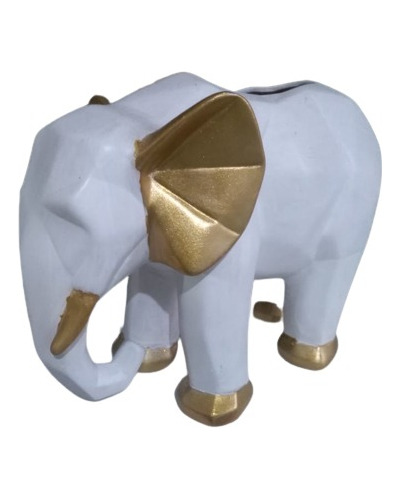 Maceta De Cerámica Elefante Geométrico Decorativo, Blanco 