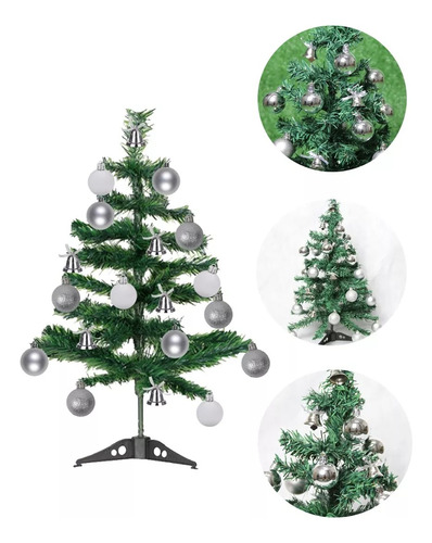 Arvore De Natal Pinheiro Decorado 60cm De Mesa Com Enfeites Cor Verde