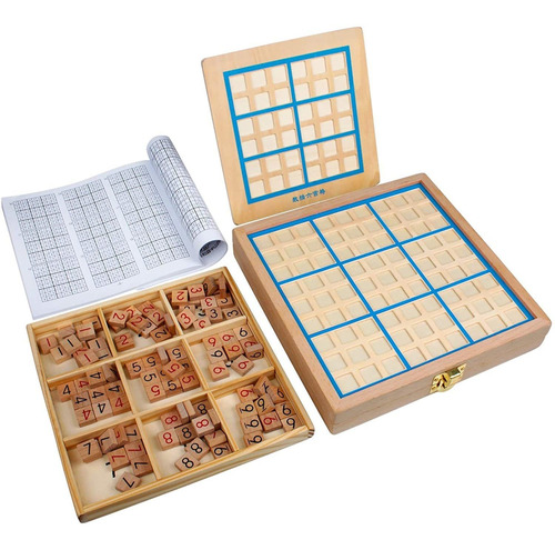 Andux Land Sudoku Board Box 3 En 1 Número De Madera Lugar...