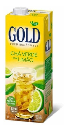 Chá Verde Com Limão Gold Sem Açúcar 1 Litro - Kit Com 5