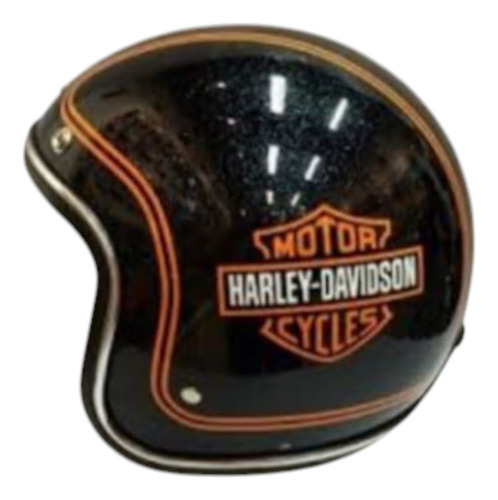 Capacete Aberto Harley Davidson Rebaixado Old School Preto Harley Davidson 56 58