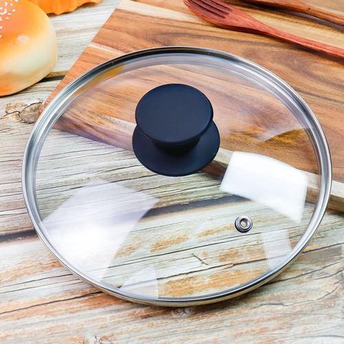 Tapa Universal De Vidrio Transparente 17 Cm Con Mango Silico