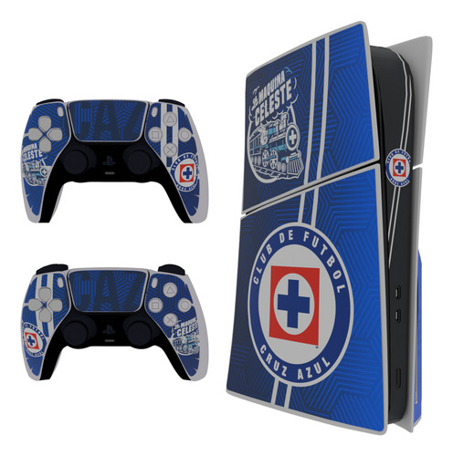 Skin Cruz Azul Para Playstation 5 Slim Lector D Ps5+2sticker Cruz Azul_1