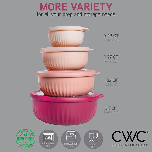 Cuencos Cook With Color Prep, 8 Piezas De Comida De Plast...