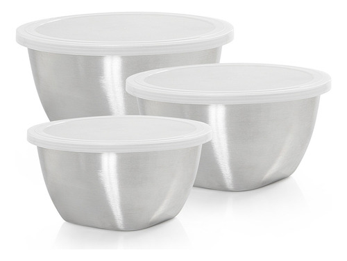 Jogo De 3 Potes Com Tampa Em Aço Inox Gourmet Mix Cor Cinza-escuro