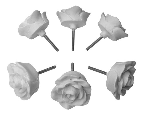 Puxador De Gaveta Flor Rosa Botão Resina Kit C/ 12 Unid 4cm