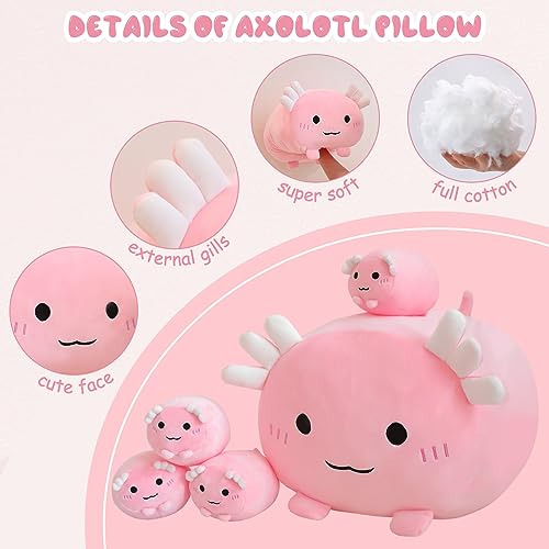 Toysym Axolotl - Peluche De Axolotl Con 4 Peluches De Axolot