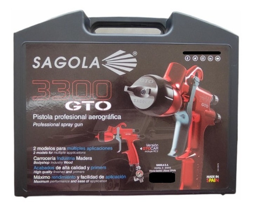 Pistola De Gravedad Sagola 3300 Gto 1.4mm Hvlp Maletín