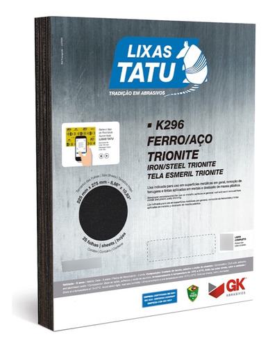Lixa Ferro 180 Remove Ferrugem/tintas De Metais 25 Folhas