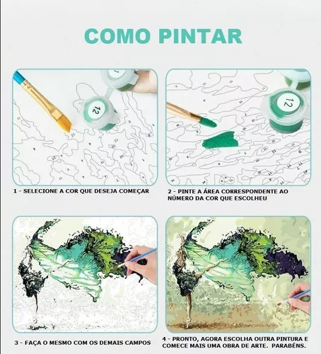 Kit Pintura Numerada Infantil - Macaco - Tela + Pincéis - Arte em Números  Ltda