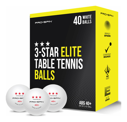 Pelotas De Ping Pong 3 Estrellas Elite Blanca Para Torneos
