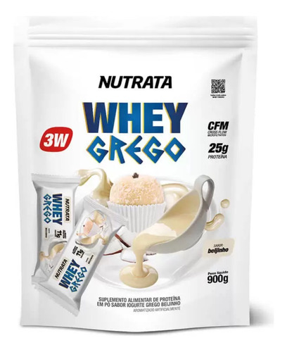 Whey Grego 3w Sabor Beijinho - Refil 900g - Nutrata Sabor Beijinho