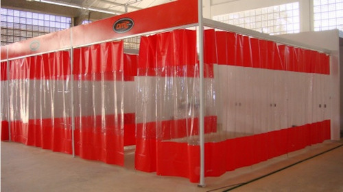 Cortina Cabine Pintura Plástica Lonas Box Transparente Ilhos