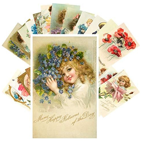 Happy Birthday Vintage Postcards 24 Pcs Happy Birthday ...