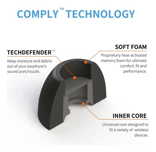 Comply Truegrip Tw-300-b Universal Replacement Earbud Tip Fo