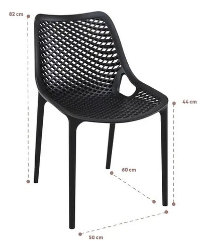 Pack 4 Sillas Comedor Resistent Exteriores, Lavables, City Color Negro