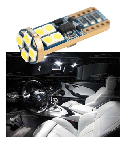 Imagen 1 de 10 de Foco Led T10 Pellizco Canbus 12led Smd 5w Luz Interior Placa