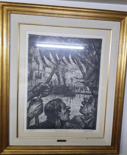 Cuadro La Grampa Grabado Aguafuerte Quinquela Martín Firmado