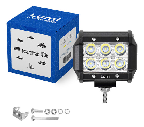 Refletor Holofote Luminaria Barra 18w Farol Cor Da Carcaça Preto Cor Da Luz Branco Frio 12v/60v Bivolt