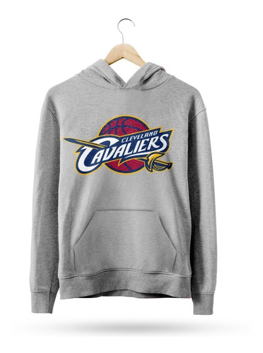  Buzo Canguro Nba Cleveland Cavaliers Logo Viejo Gris