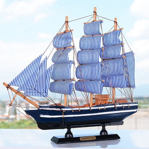 Decoración Barco De Madera 330x55x310mm