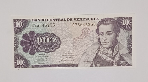 Billete De Venezuela 10 Bs Octubre 6 1981 - Sin Circular C8