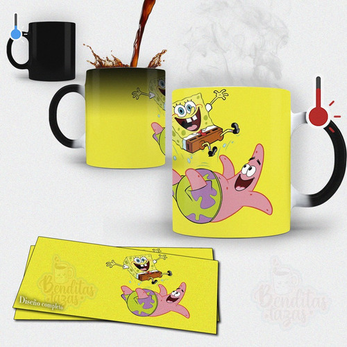 Taza Mágica Amigos Bob Esponja Y Patricio Estrella