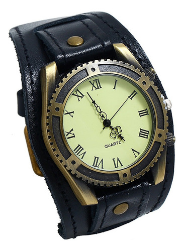 Reloj Hombre Punk Retro Pin Hebilla Correa Reloj Piel 5014