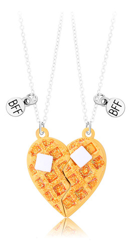 1 Par Bff Best Friends Collar Cookie Love Necklace