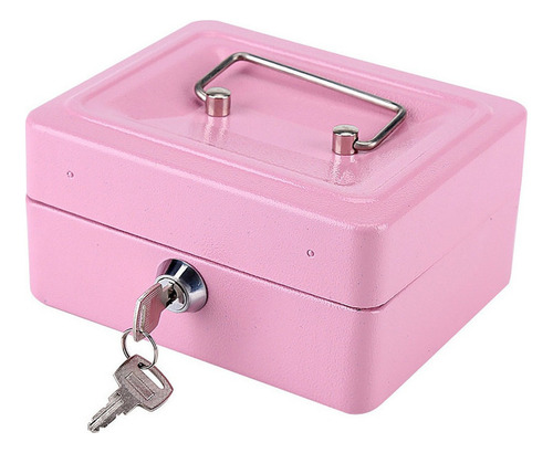 Monedero Pequeño Portátil De Acero Con Cerradura, 1 Unidad Color Rosa