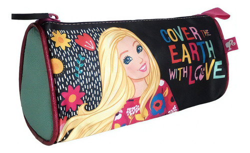 Estuche Piramide Barbie Cover The Earth With Love Escolar Color Turquesa