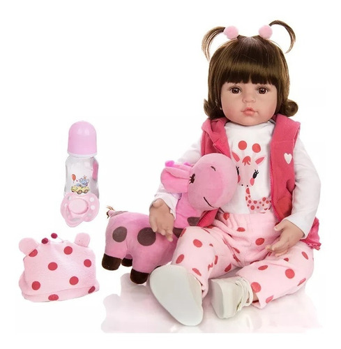 Boneca Bebê Reborn Girafinha 100% Silicone 47cm -10x S Juros