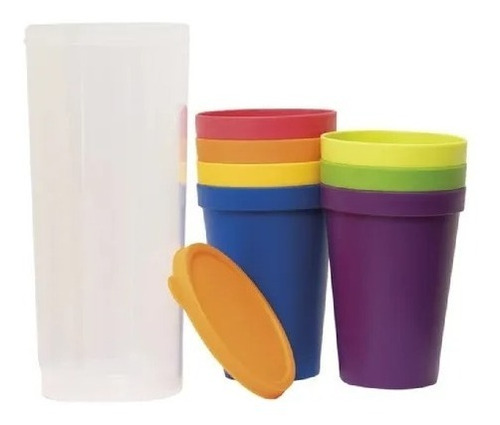 Set 8 Vasos Plástico Resistente Reutilizables Chiqui Mundo