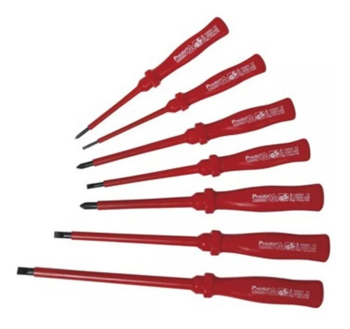 Imagen 1 de 6 de Set De 7 Destornilladores Aislados Proskit 8pk-8100e 1000v
